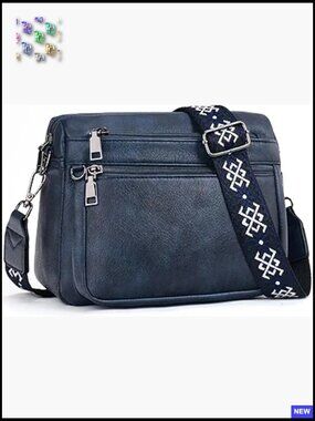 Vegan Leather Crossbody Bag Hobo Style Multi-Pocket Adjustable Strap